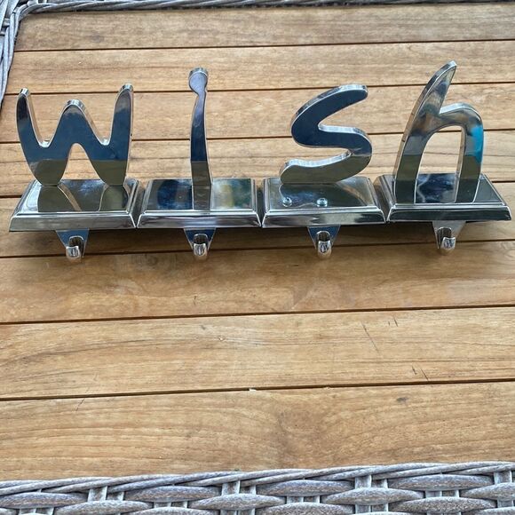 Silver WISH Initialed Stocking Hangers - Picture 1 of 4